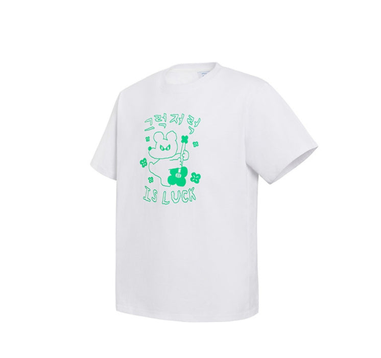 [KAKAO FRIENDS] SUKEYDOKEY Lucky Lettering White T Shirt OFFICIAL MD