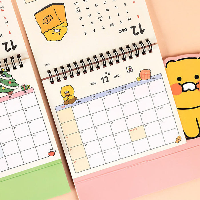 [KAKAO FRIENDS] Chunsik's Ordinary 2025 Tabletop Calendar Pink OFFICIAL MD