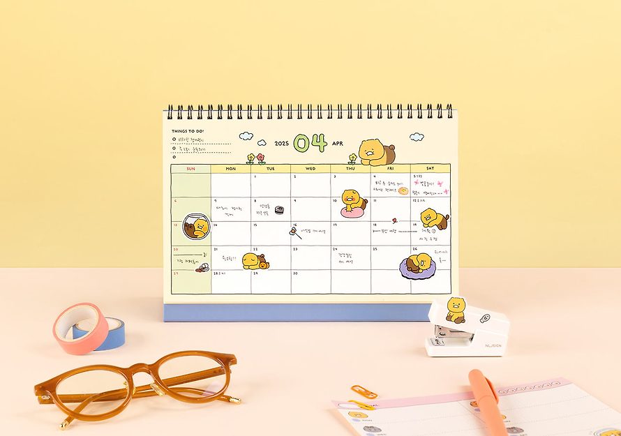 [KAKAO FRIENDS] Chunsik's Ordinary 2025 Basic Table Calendar Blue OFFICIAL MD