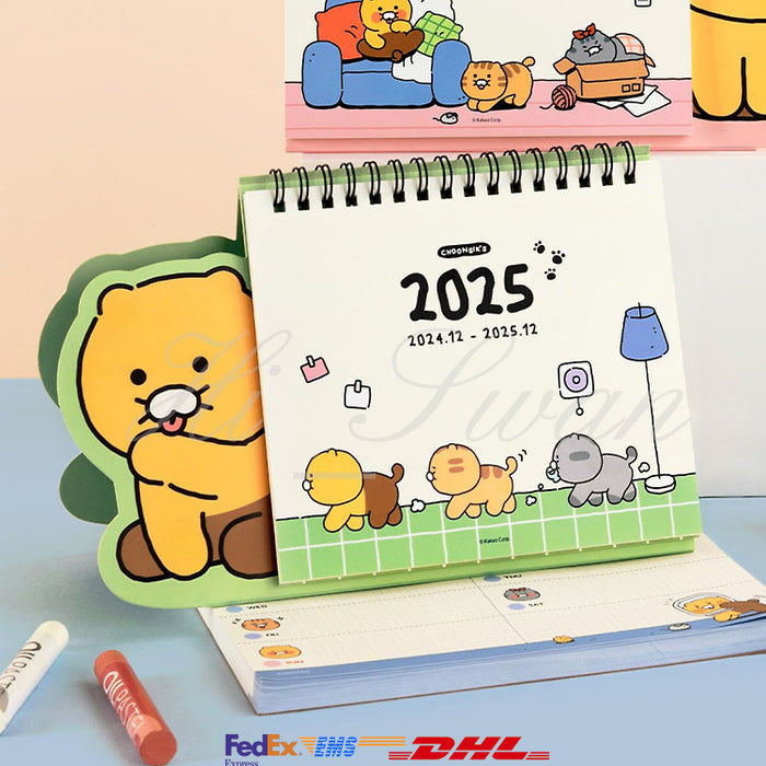 [KAKAO FRIENDS] Chunsik's Ordinary 2025 Tabletop Calendar Green OFFICIAL MD