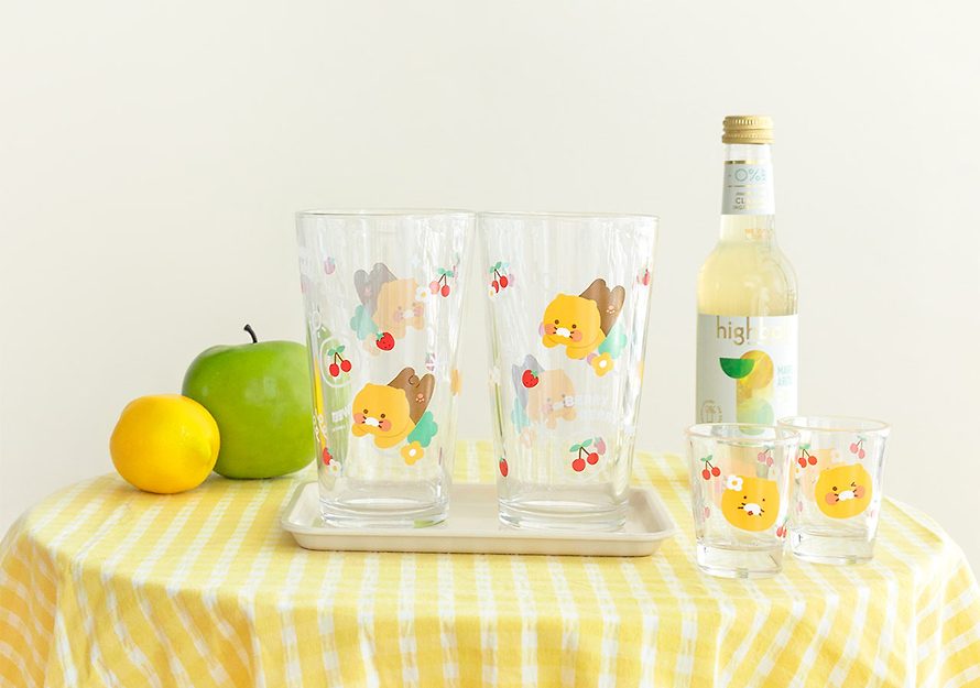 [KAKAO FRIENDS] Glass cups 4p set Choonsik OFFICIAL MD