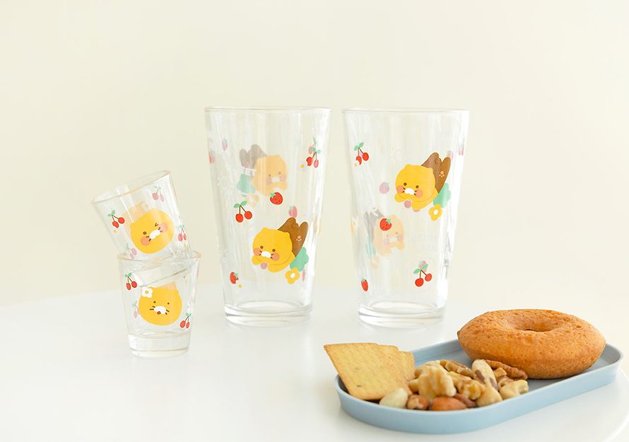 [KAKAO FRIENDS] Glass cups 4p set Choonsik OFFICIAL MD