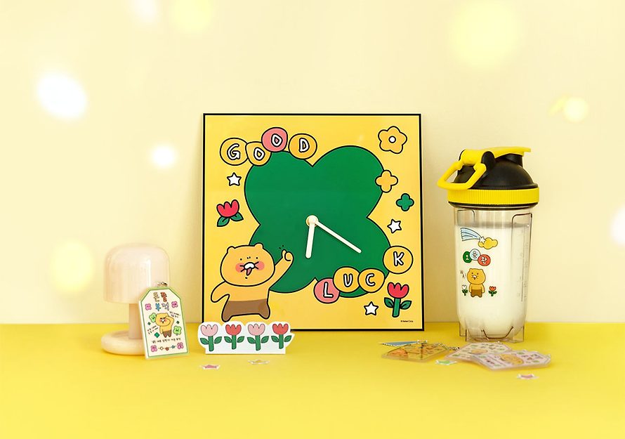 [KAKAO FRIENDS] Slopey Choonsik Square wall clock OFFICIAL MD