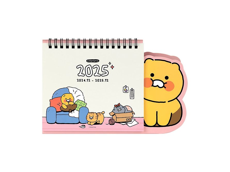 [KAKAO FRIENDS] Chunsik's Ordinary 2025 Tabletop Calendar Pink OFFICIAL MD