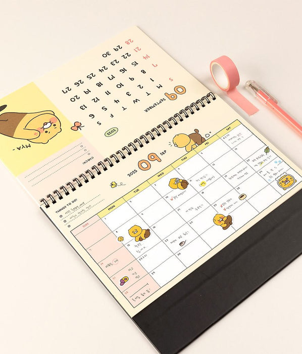 [KAKAO FRIENDS] Chunsik's Ordinary 2025 Basic Table Calendar Pink OFFICIAL MD