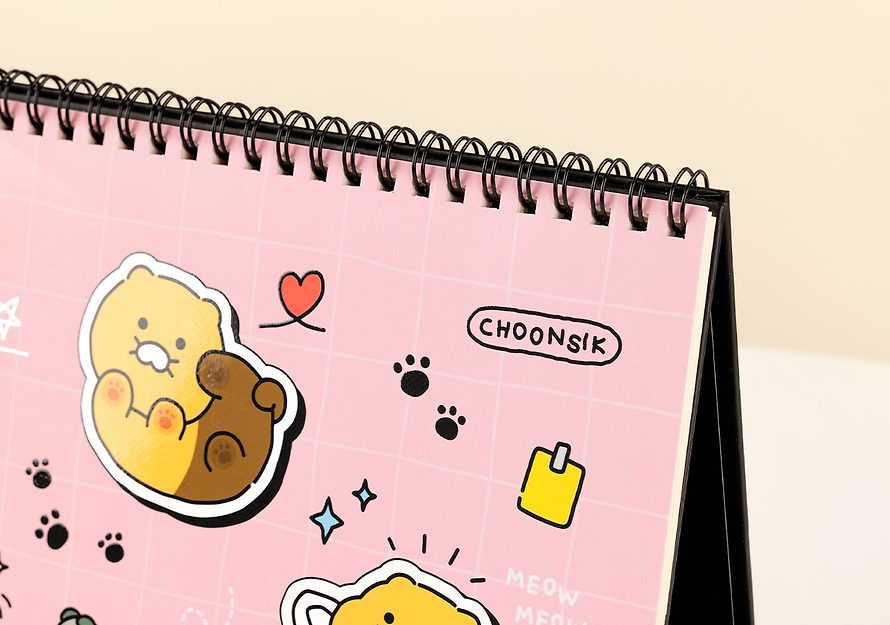 [KAKAO FRIENDS] Chunsik's Ordinary 2025 Basic Table Calendar Pink OFFICIAL MD