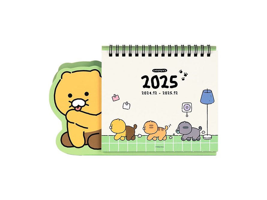 [KAKAO FRIENDS] Chunsik's Ordinary 2025 Tabletop Calendar Green OFFICIAL MD