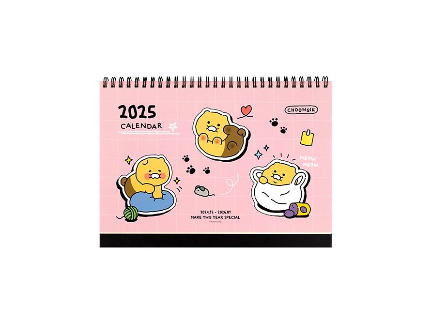 [KAKAO FRIENDS] Chunsik's Ordinary 2025 Basic Table Calendar Pink OFFICIAL MD