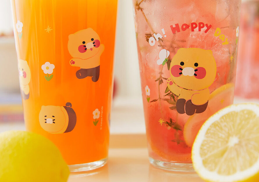 [KAKAO FRIENDS] Happy Day Glass Cup 2P Set Choonsik OFFICIAL MD