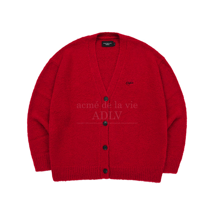 SEVENTEEN] ADLV X JEONGHAN LETTERING LOGO MOHAIR CARDIGAN RED – HISWAN