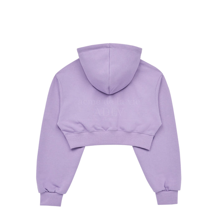 Classic Capital Crop Hoodie - Digital Violet