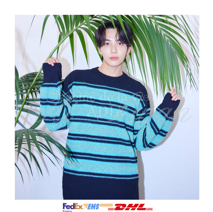 [SEVENTEEN] JEONGHAN SYMBOL LOGO RIVET STRIPE TERRY KNIT OFFICIAL MD