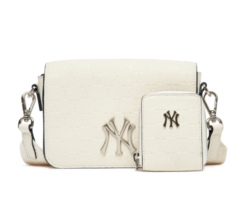 MLB NY Yankees Monogram Jacquard Mini Cross Bag Black/White
