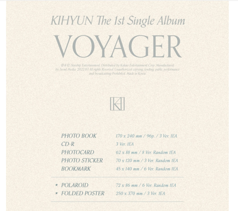 [Monsta X] - KIHYUN The 1st Single Album 'VOYAGER VER SET+BENEFIT OFFICIAL MD