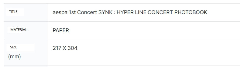 [AESPA] 1st Concert SYNK : HYPER LINE CONCERT PHOTOBOOK OFFICIAL MD