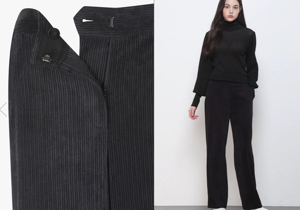 [RED VELVET] - SJYP x YERI Collabo Corduroy Wide Pants BLACK PW2B9WPC530WBK