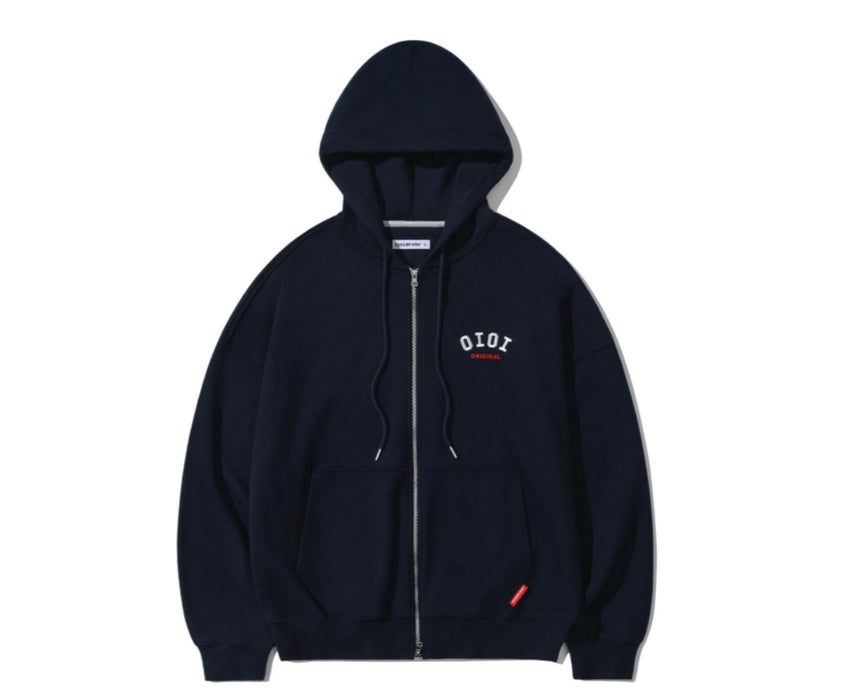 [BLACKPINK] - ROSE PICK 5252 BY 0!0! BASIC LOGO HOOD ZIP UP NAVY OFFICIAL MD