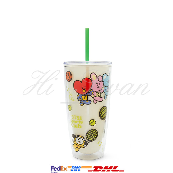 [BT21] Sports Club Straw Double Wall Cold Cup Tumbler 750ml OFFICIAL MD