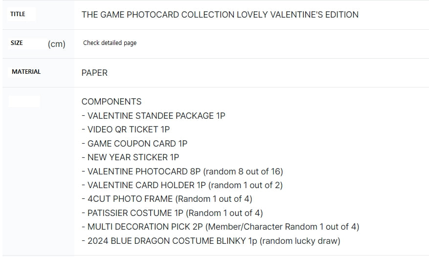 [BLACKPINK] The Game Photocard Collection Lovely Valentine's Edition OFFICIAL MD