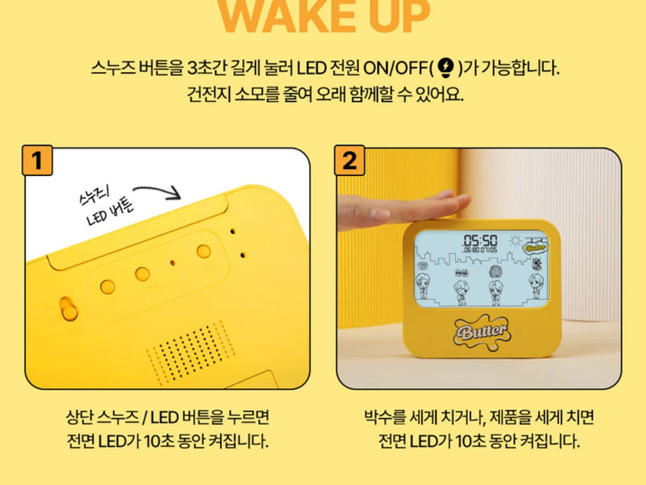 [BTS] - TinyTan Butter Desktop Alarm Clock Animated LED Mood Light OFFICIAL MD