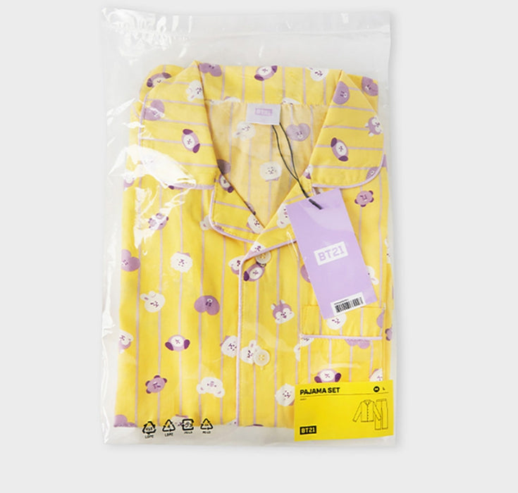 [BT21] LineFriends BT21 New Basic Yellow Stripe Pajama Set OFFICIAL MD