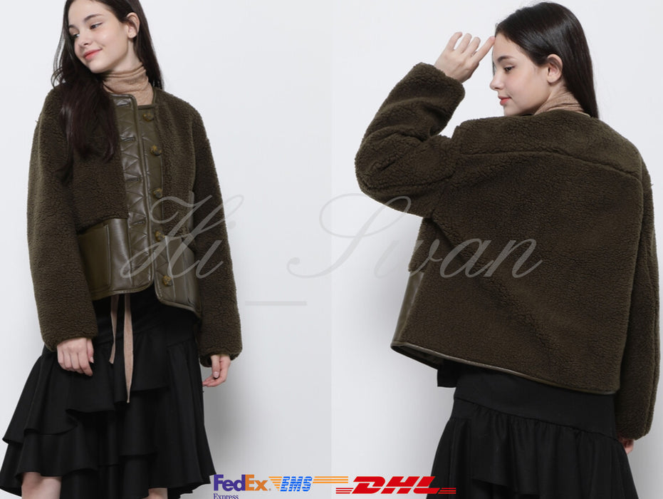 [RED VELVET] - SJYP x YERI Collabo Fake Leather Sherpa Jumper PW2B9WJM130WPDB