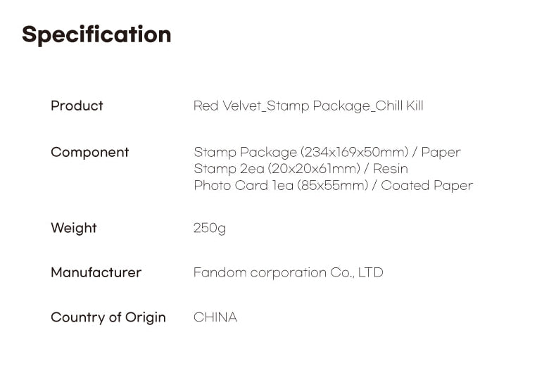 [RED VELVET] The 3rd Album Chill Kill Stamp Pakage OFFICIAL MD