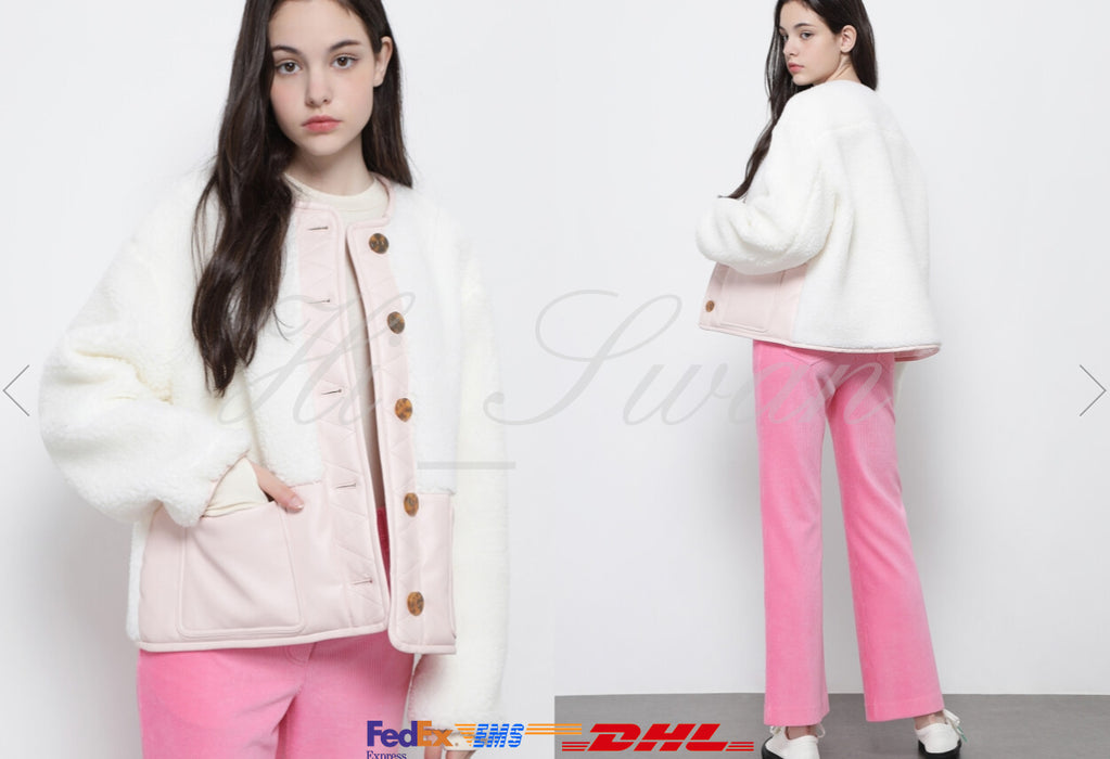 [RED VELVET] - SJYP x YERI Collabo Fake Leather Sherpa Jumper PW2B9WJM130WPIV