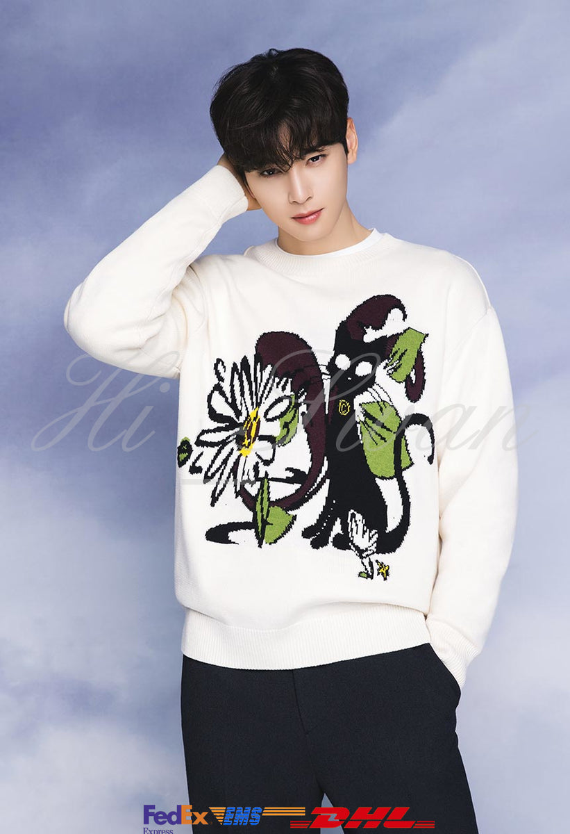[ASTRO] - ChaEunwoo x LC Black Lime Line Art Knitwear LIW51920 100