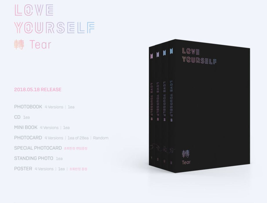 [BTS] - BTS Love Yourself Tear Album FULL PACKAGE SEALED 4Ver. Kpop Free Ship