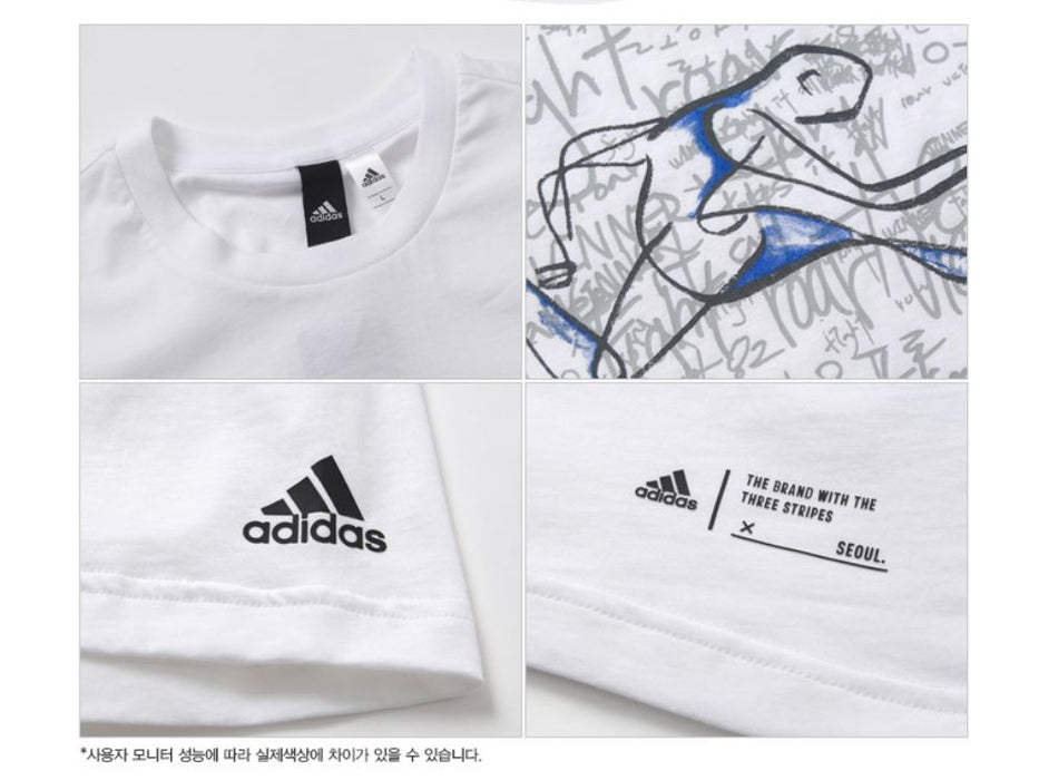 [WINNER] - Adidas X Winner Designed Crew Neck T-shirt - Black/ White Official