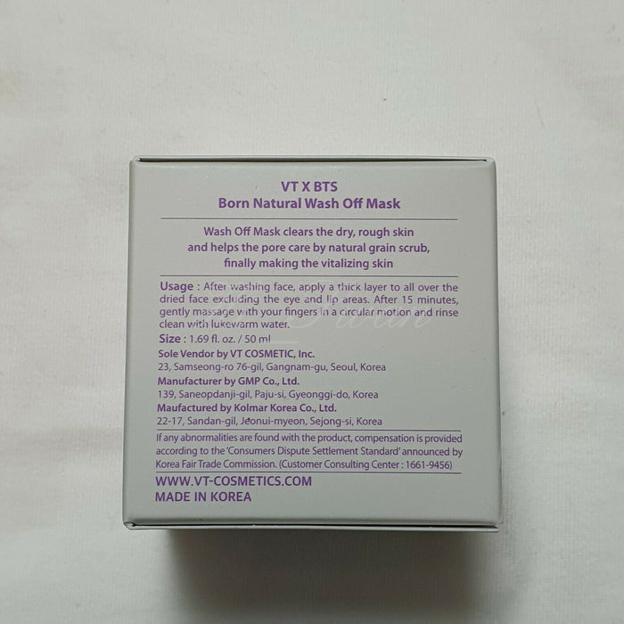 [BTS] - BTS x VT Born Natural Wash off Mask Official MD + Free Tracking Number