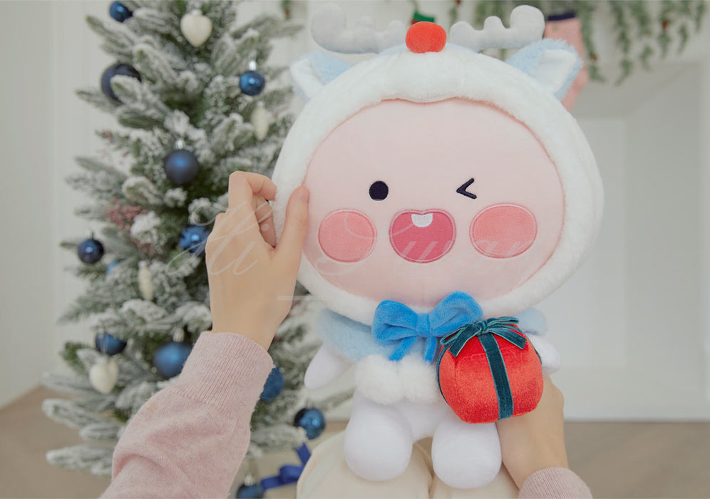 [KAKAO FRIENDS] - White Christmas White Rudolf Glow Soft Plush Toy_Ryan&Apeach