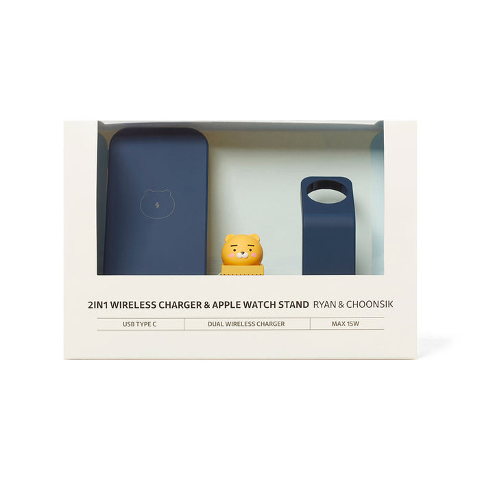 [KAKAO FRIENDS] - 2in1 Wireless Charger&Apple Watch Stand Ryan&Choonsik MD