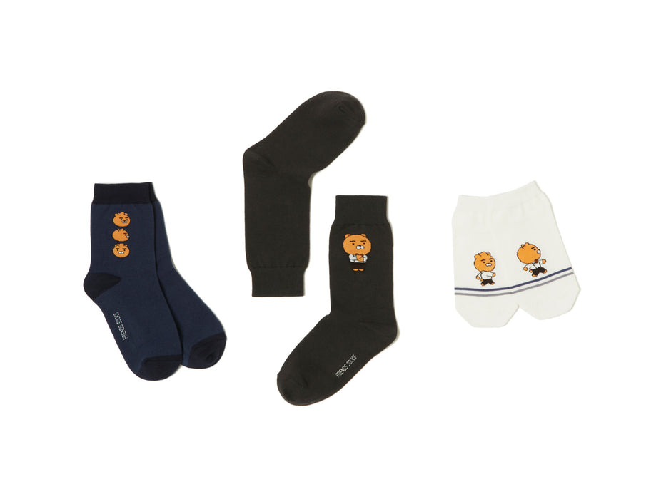 [KAKAO FRIENDS] - Socks Secretary 3P Set RYAN, Apeach OFFICIAL MD