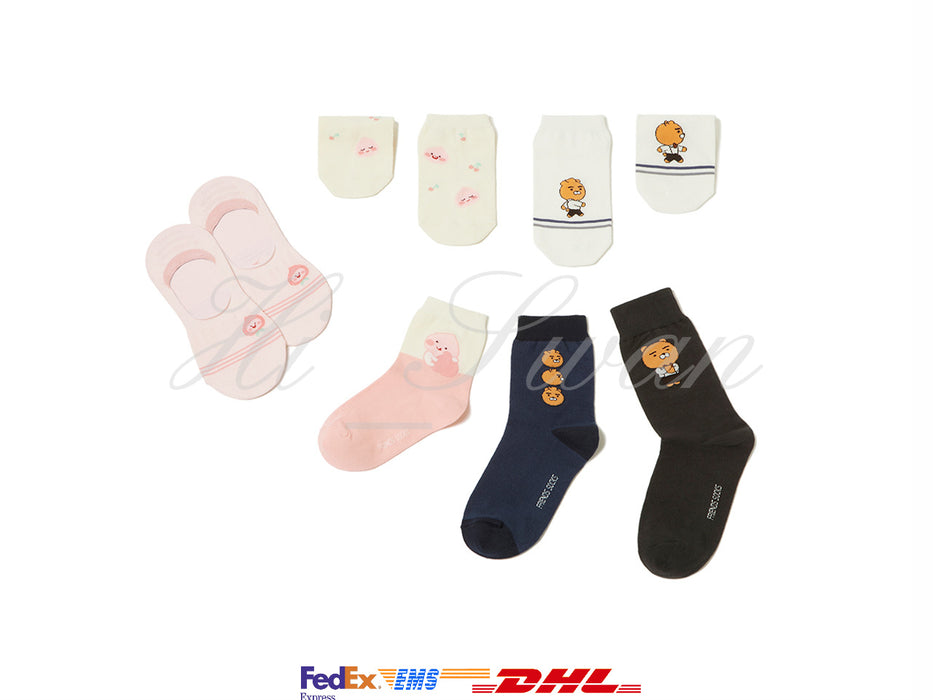 [KAKAO FRIENDS] - Socks Secretary 3P Set RYAN, Apeach OFFICIAL MD