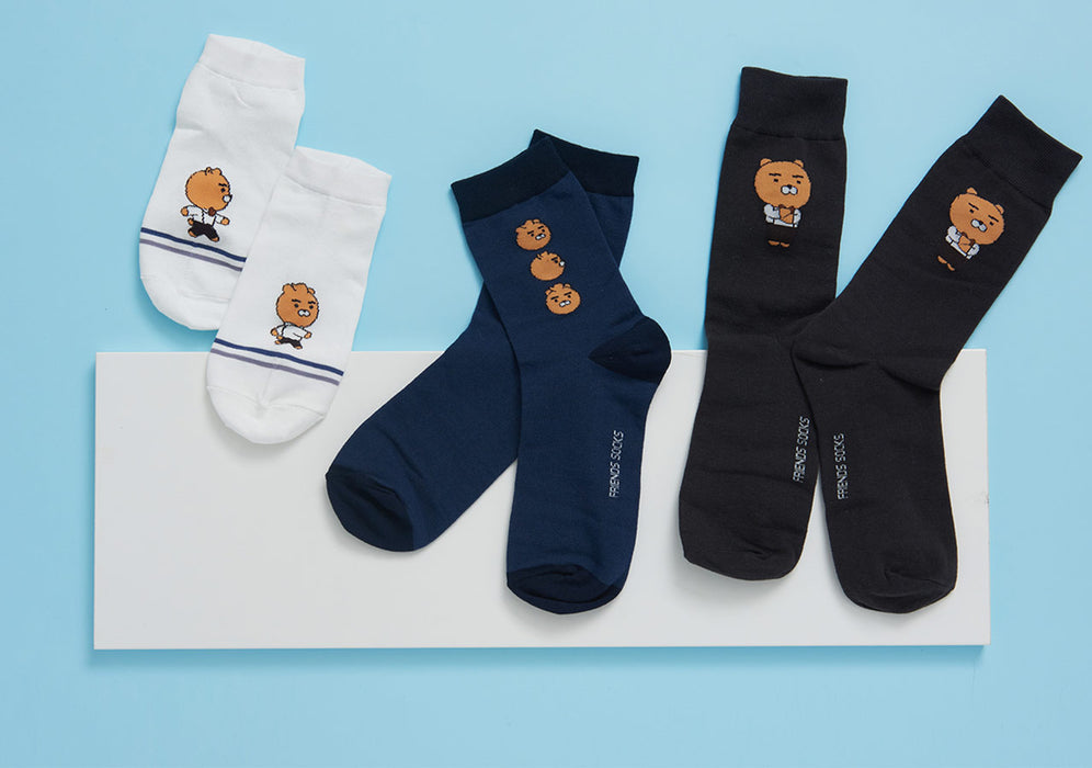 [KAKAO FRIENDS] - Socks Secretary 3P Set RYAN, Apeach OFFICIAL MD