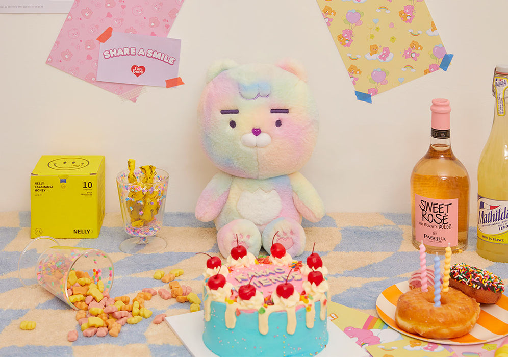 [KAKAO FRIENDS] - Care Bears x Kakaofriends Plush Toy RYAN, APEACH OFFICIAL MD