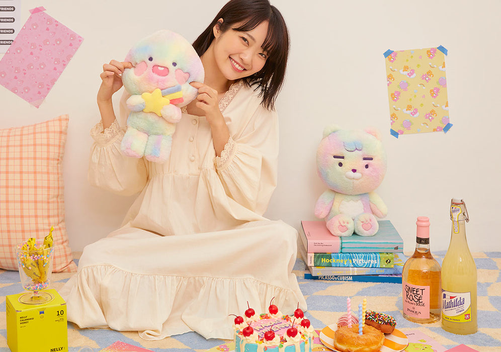 [KAKAO FRIENDS] - Care Bears x Kakaofriends Plush Toy RYAN, APEACH OFFICIAL MD