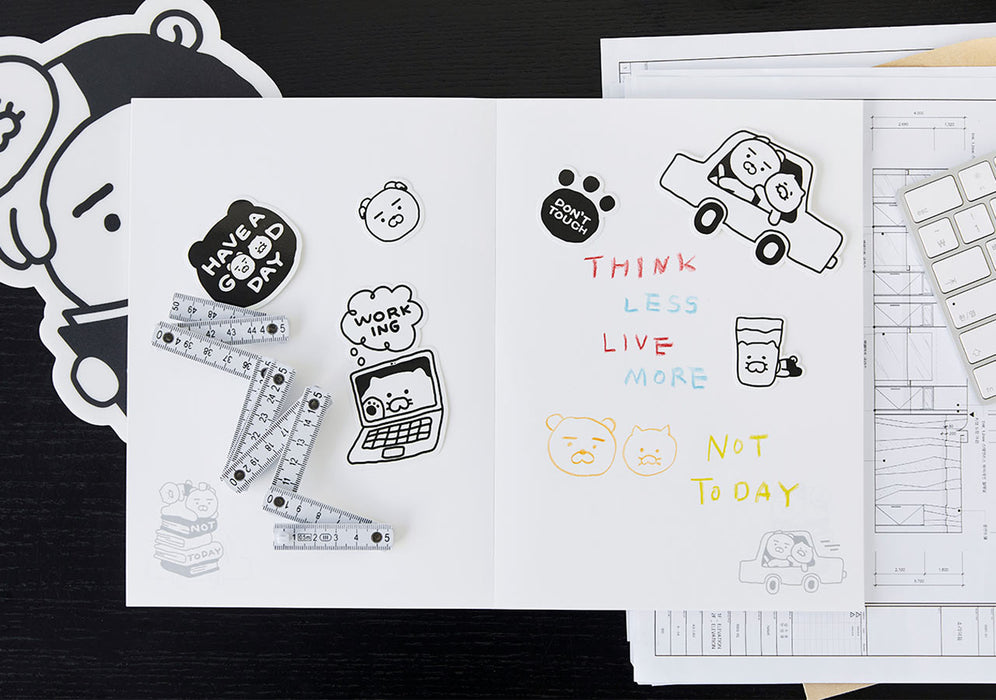 [KAKAO FRIENDS] Black & White Deco Stickers - Ryan & Choonsik OFFICIAL MD