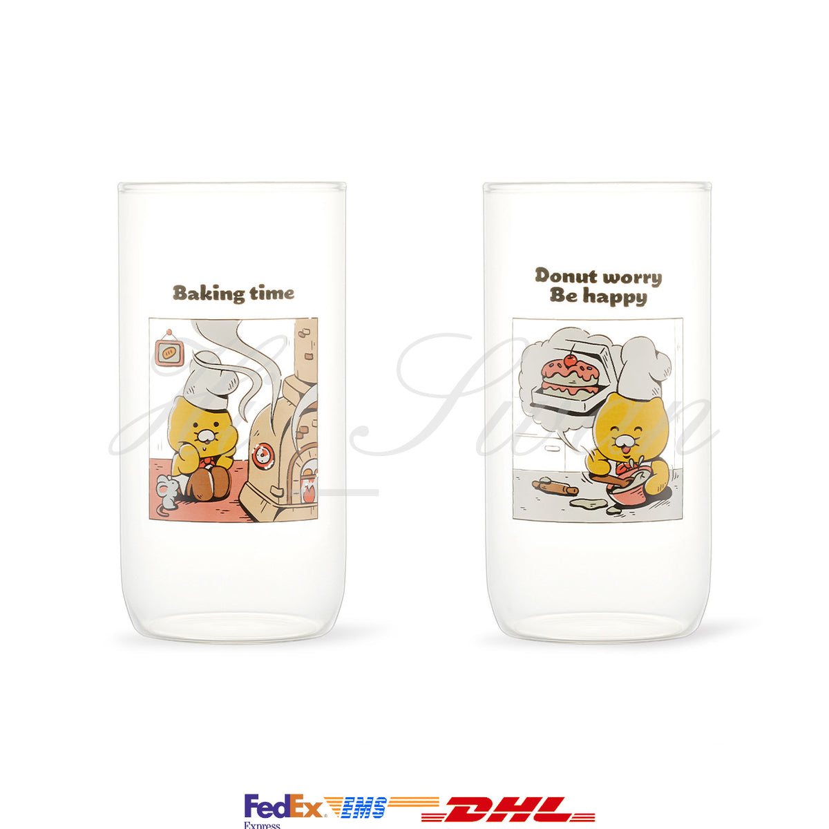 Kakao Friends Baking Time Choonsik Glass Cup 2p Set Official Md Hiswan 7218