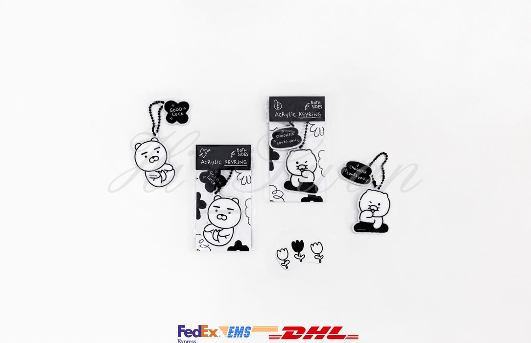 Kakao Friends Doodle Doodle Acrylic Keyring Choonsik And Ryan Offici Hiswan 4565