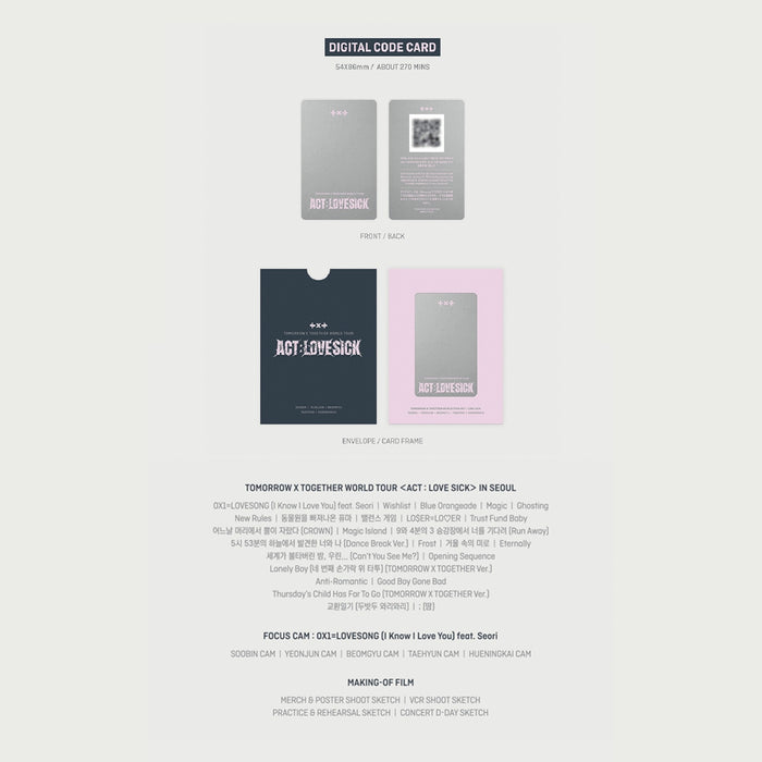 [TXT] WORLD TOUR <ACT : LOVE SICK> IN SEOUL DIGITAL CODE + DVD SET OFFICIAL MD