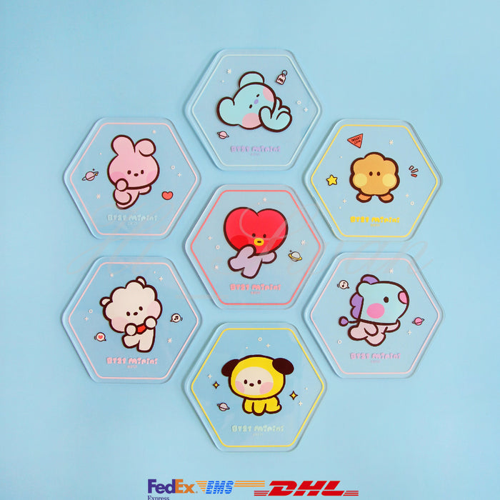 [BT21] - LINE FRIENDS BT21 Mini Hexagon Acrylic Coaster OFFICIAL MD