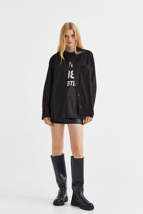 [BLACKPINK] H&M BLACKPINK MERCH Oversized Poplin Shirt 0872901025