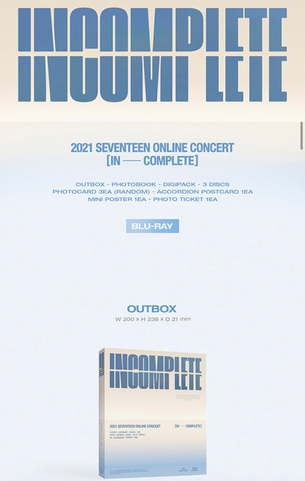 おすすめ SEVENTEEN INCOMPLETE Blu-ray IN-COMPLETE ミュージック 