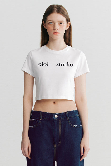 [NEW JEANS] X OIOI LAYERED LOGO CROP T-SHIRT OI1C2ETS33 OFFICIAL MD